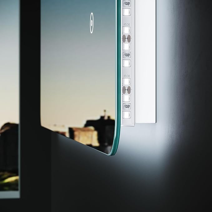 SONNI Led-badkamerspiegel, 80 x 50 cm, spiegel met verlichting en anti-condens