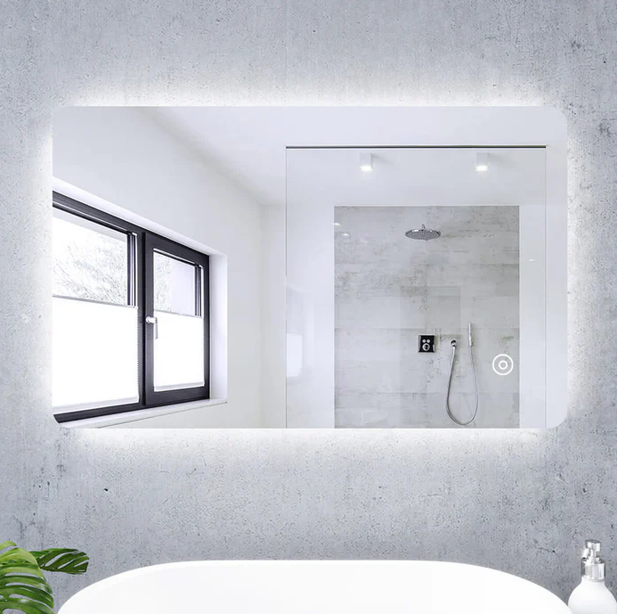 SONNI Led-badkamerspiegel, 80 x 50 cm, spiegel met verlichting en anti-condens