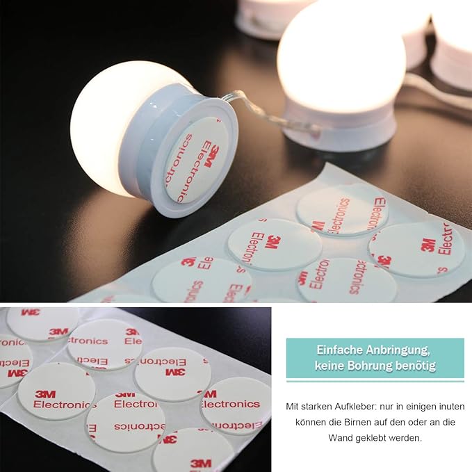 Sonni Kaptafel met spiegel kruk en LED-verlichting wit commode met Hollywoodspiegel met lampen 108 x 40 x 140 cm