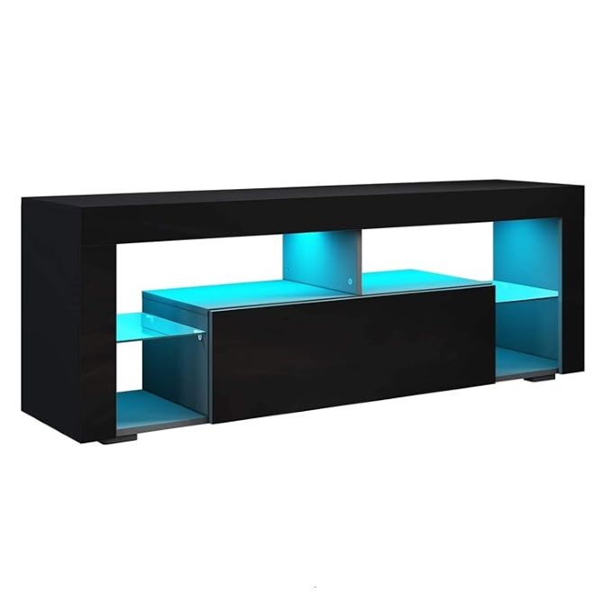 SONNI tv meubel Lowboard zwart met LED-verlichting 140 x 35 x 50,5 cm