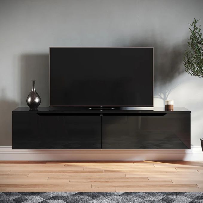 SONNI TV opzetkast 140 x 35 x 30 cm Zwart met LED-verlichting