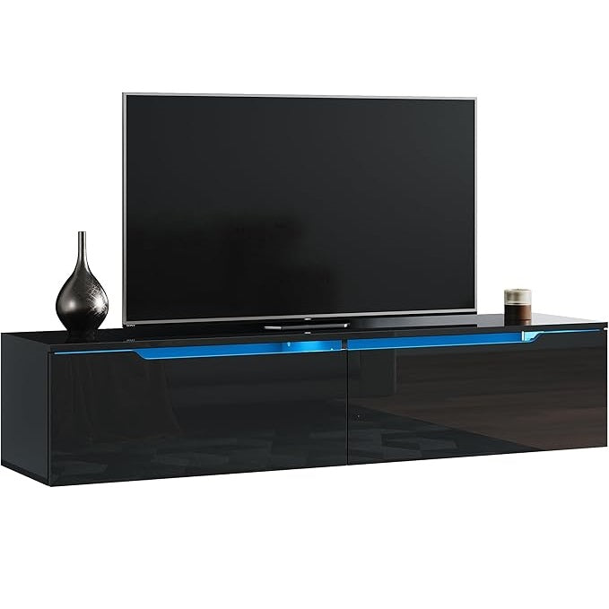 SONNI TV opzetkast 140 x 35 x 30 cm Zwart met LED-verlichting