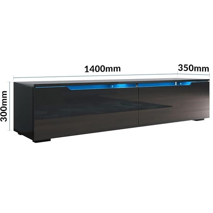 SONNI TV opzetkast 140 x 35 x 30 cm Zwart met LED-verlichting