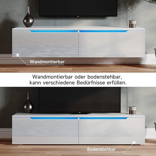 SONNI TV-meubel hangende televisietafel met LED-verlichting Wit
