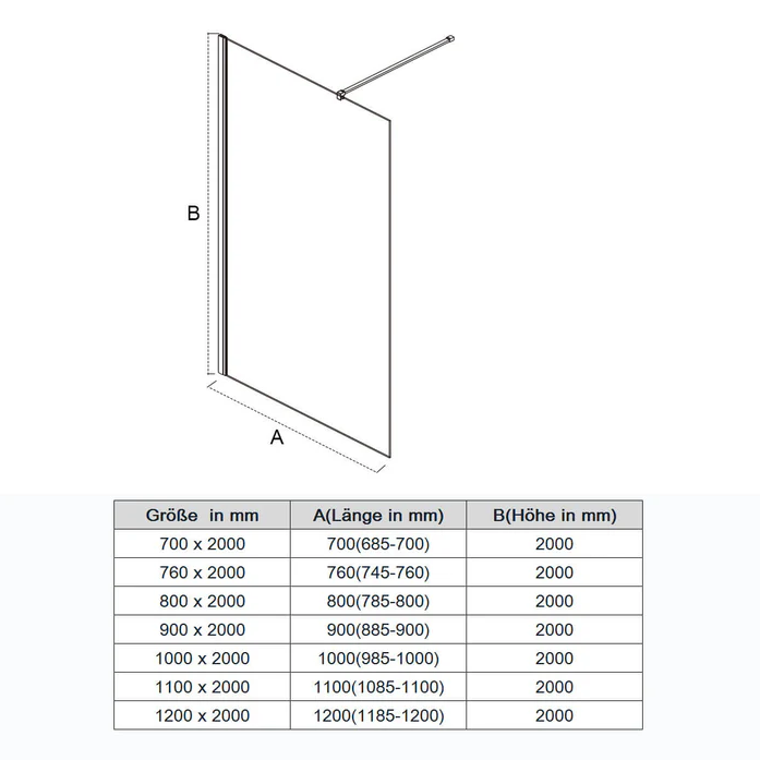 SONNI Inloopdouche helder glas 8 mm nano-glas douchewand breedte 70-120cm