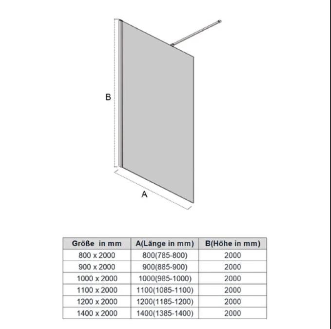 SONNI Walk-In inloopdouche breedte 80-160cm helder glas chroom profielen