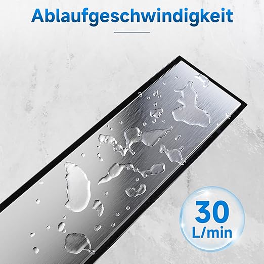 SONNI Dubbelzijdige douchegoot 70 cm complete set platte bodem met geurstop en filter, RVS