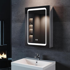 SONNI spiegelkast voor badkamer 50 × 70 cm met verlichting en stopcontact
