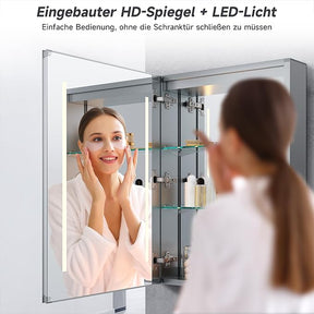 SONNI spiegelkast voor badkamer 50 × 70 cm met verlichting en stopcontact
