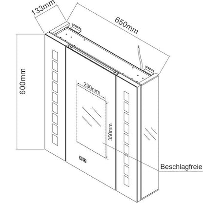 SONNI spiegelkast 60 × 65 cm led-spiegelkast met touch en condensvrij