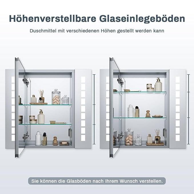 SONNI spiegelkast 60 × 65 cm led-spiegelkast met touch en condensvrij