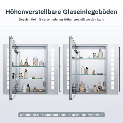 SONNI spiegelkast 60 × 65 cm led-spiegelkast met touch en condensvrij