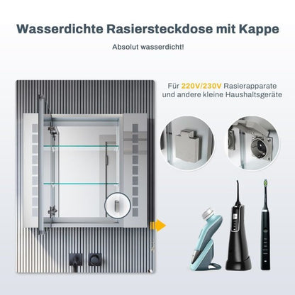 SONNI spiegelkast 60 × 65 cm led-spiegelkast met touch en condensvrij