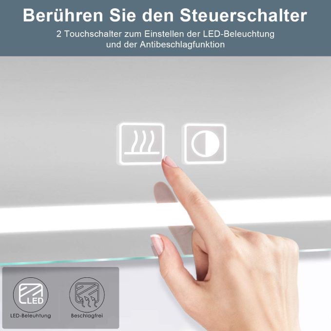 SONNI spiegelkast 60 × 65 cm led-spiegelkast met touch en condensvrij