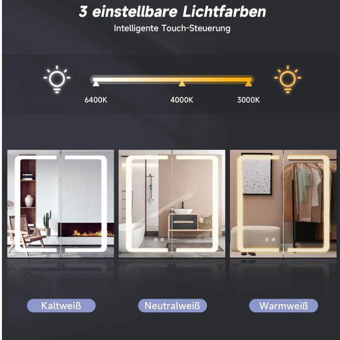 SONNI Spiegelkast met verlichting 65cm 2 deuren-condensvrij-aluminium
