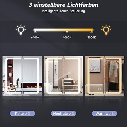 SONNI Spiegelkast badkamer met verlichting 65 cm breed anti-condens met stopcontact