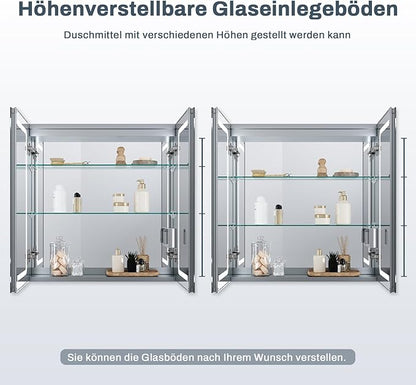 SONNI Spiegelkast badkamer met verlichting 65 cm breed anti-condens met stopcontact