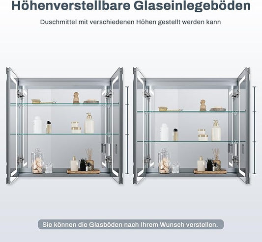 SONNI Spiegelkast badkamer met verlichting 65 cm breed anti-condens met stopcontact