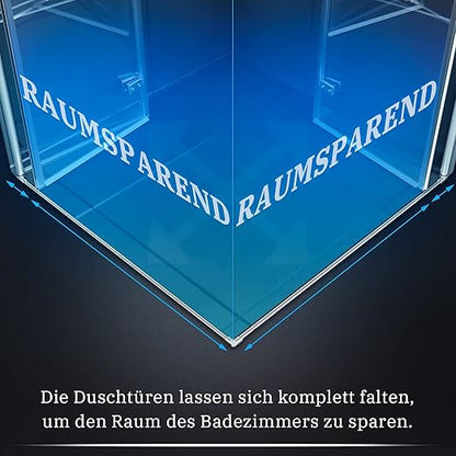 SONNI Douchecabine 90 x 90 cm vouwdeur hoekinstap vouwdouche, 6mm NANO glas, hoogte 195 cm