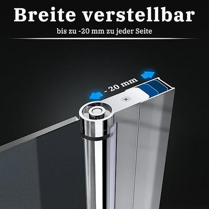 SONNI Douchecabine 90 x 90 cm vouwdeur hoekinstap vouwdouche, 6mm NANO glas, hoogte 195 cm