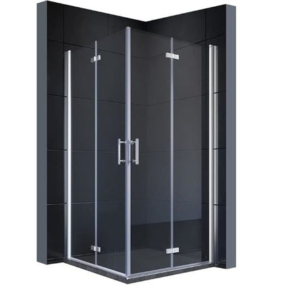 SONNI Douchecabine 90 x 90 cm vouwdeur hoekinstap vouwdouche, 6mm NANO glas, hoogte 195 cm
