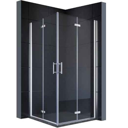 SONNI Douchecabine 90 x 90 cm vouwdeur hoekinstap vouwdouche, 6mm NANO glas, hoogte 195 cm