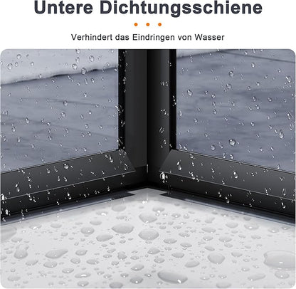 Sonni Douchecabine, Hoekinstap, zwarte douchevouwdeur, 6 mm glazen vouwdouche, hoogte 195 cm