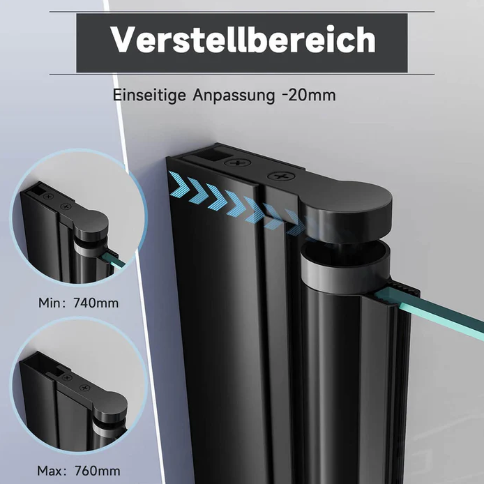 SONNI Douche vouwdeur 76/80/90x195 cm 6mm ESG veiligheidsglas zwart