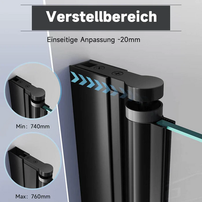 SONNI Douche vouwdeur 76/80/90x195 cm 6mm ESG veiligheidsglas zwart