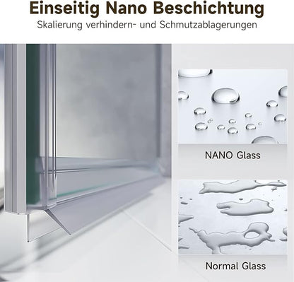 SONNI Douchedeur 76 x 195 cm Vouwdeur 6 mm veiligheidsglas anti kalk - chroom