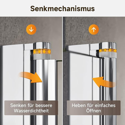 SONNI Douchedeur 76 x 195 cm Vouwdeur 6 mm veiligheidsglas anti kalk - chroom