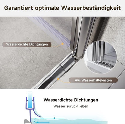 SONNI Douchedeur 76 x 195 cm Vouwdeur 6 mm veiligheidsglas anti kalk - chroom