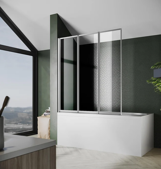 SONNI  3 delige badklapwand 130 x 140 cm 4 mm nano helder glas