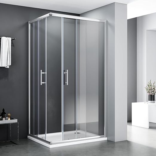 SONNI Douchecabine met hoekinstap en helder glas 70-120cm Hoogte 185cm/195cm