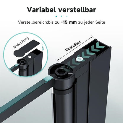 SONNI black schuif douchedeur 80/90/100x195cm aluminium