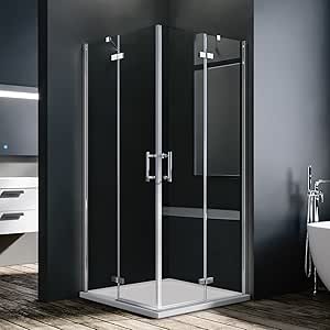 SONNI Douchecabine 80 x 80 cm, hoekinstap, helder glas - profiel - chroom