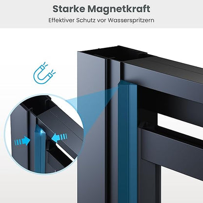 SONNI Draaischarnier douchedeur -90x195 cm-magnetische aantrekking-6 mm gehard glas