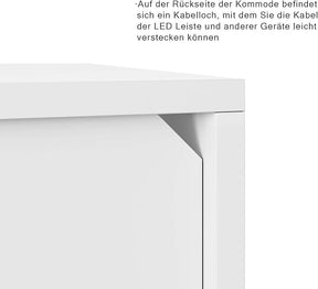 SONNI Dressoir wit hoogglans met LED-verlichting en 3 schuifdeuren 120 cm breed