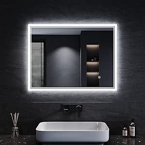 SONNI Badkamerspiegel met verlichting, condensvrij 70x50/80x60/100x60cm