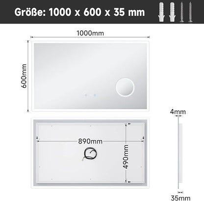 SONNI spiegel 100 x 60 cm met LED verlichting 3 instelbare lichtkleuren