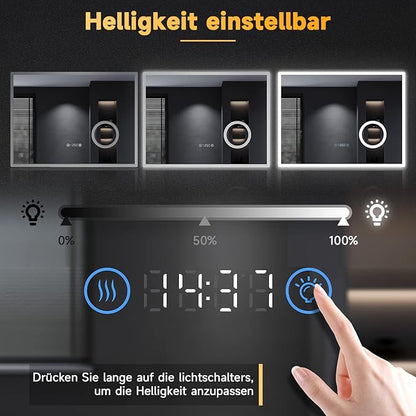 SONNI Squared Badkamerspiegel 80x60 met LED verlichting en touch schakelaar