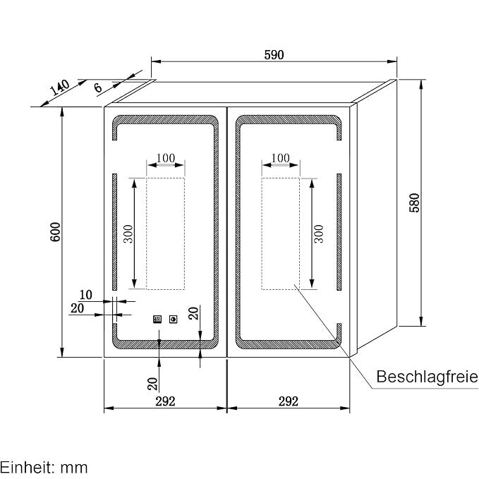 SONNI spiegelkast met LED verlichting 59 x 60 cm