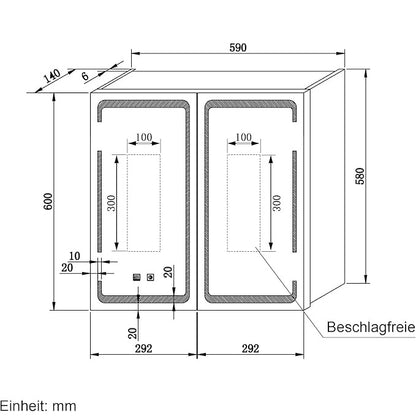 SONNI spiegelkast met LED verlichting 59 x 60 cm