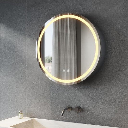 SONNI 60 cm Rond Badkamer Spiegelkast met verlichting, 3 instelbare lichtkleuren, condensvrij