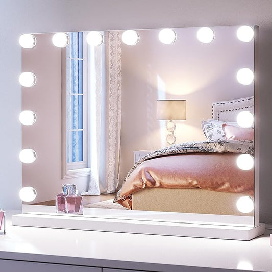 SONNI Hollywood Make-upspiegel, 58 x 46 cm, met 15 LED licht grote make-upspiegel
