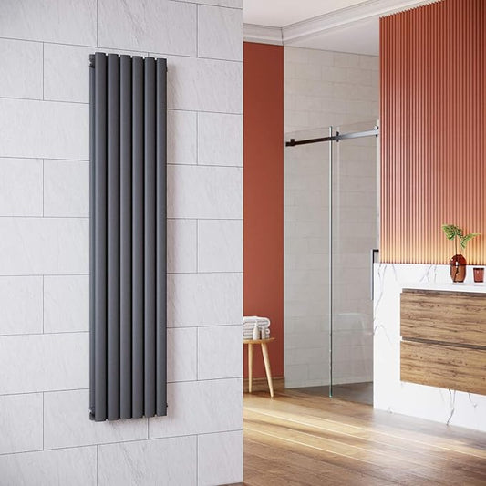 ELEGANT designradiator verticaal dubbel middenaansluiting 1600x354mm 1104W antraciet