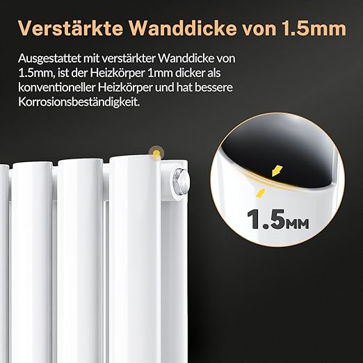 ELEGANT verticale radiator dubbellaags 1800x236mm 820W wit