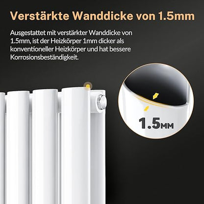 ELEGANT verticale radiator dubbellaags 1800x236mm 820W wit