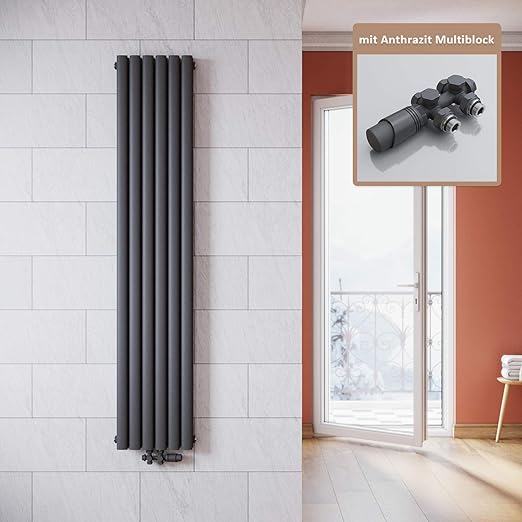 ELEGANT verticale radiator 1800 x 354 mm antraciet dubbellaags 1230W