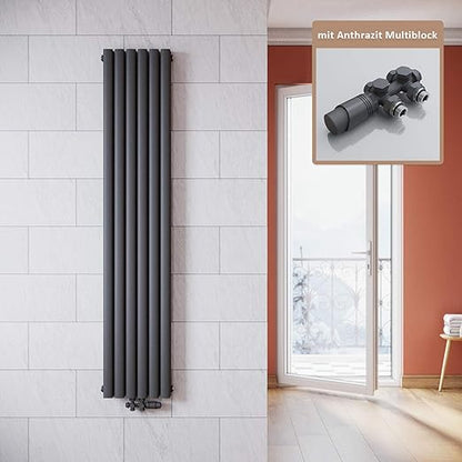 ELEGANT verticale radiator 1800 x 354 mm antraciet dubbellaags 1230W
